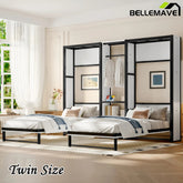 Bellemave® Twin Size 2 in 1 Design Metal Foldable Murphy Bed with Wardrobe, Shelves and Power Outlets, - Bellemave